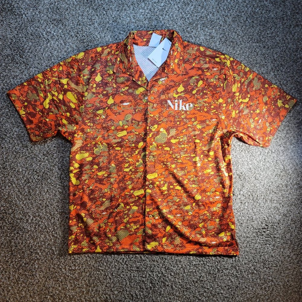 Nike Dri-Fit Trek Division Button Up Top Men's Size Large DR9966-832 Orange